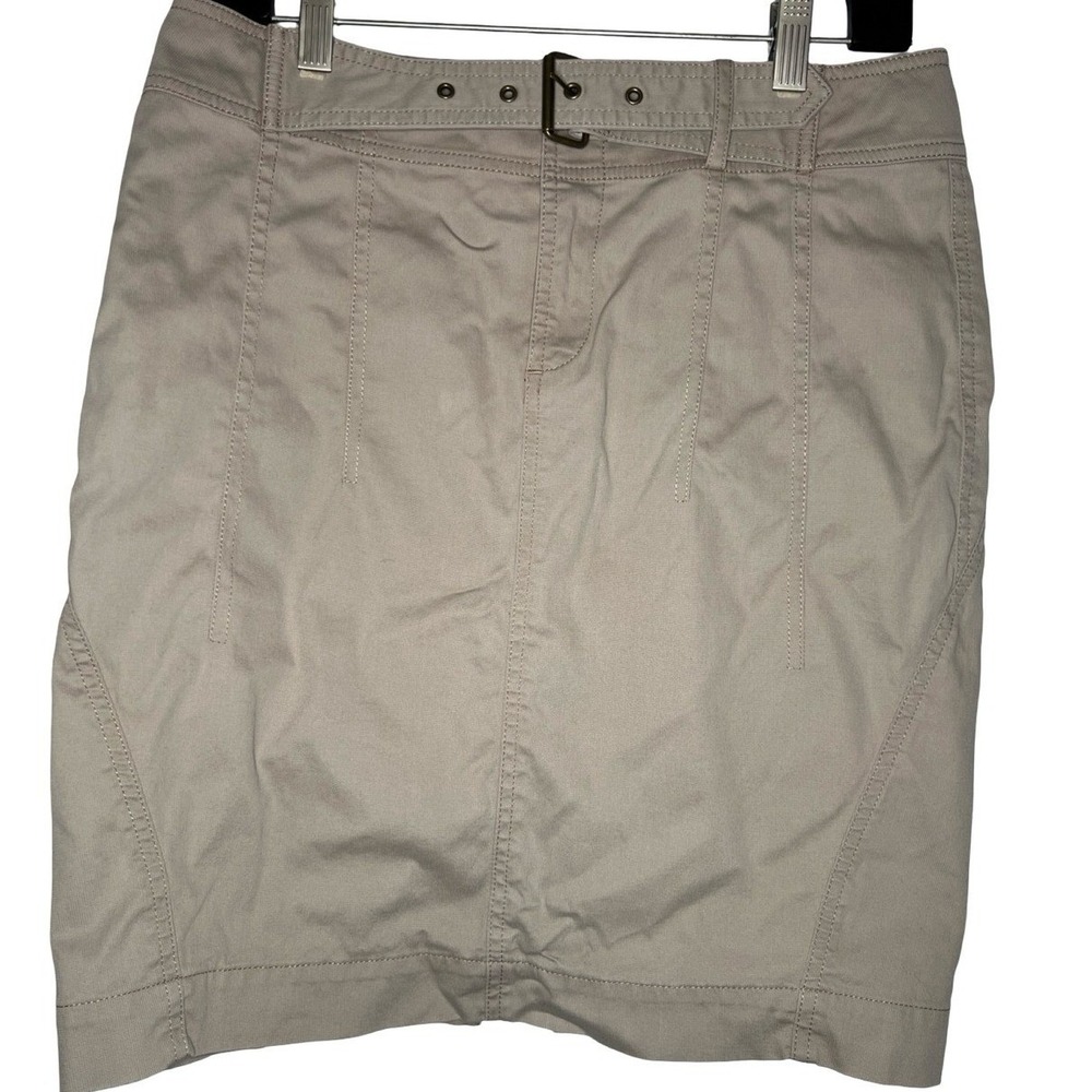 Club Monaco Skirt 8 Khaki Cotton Twill Utility Capsule Wardrobe Office Siren